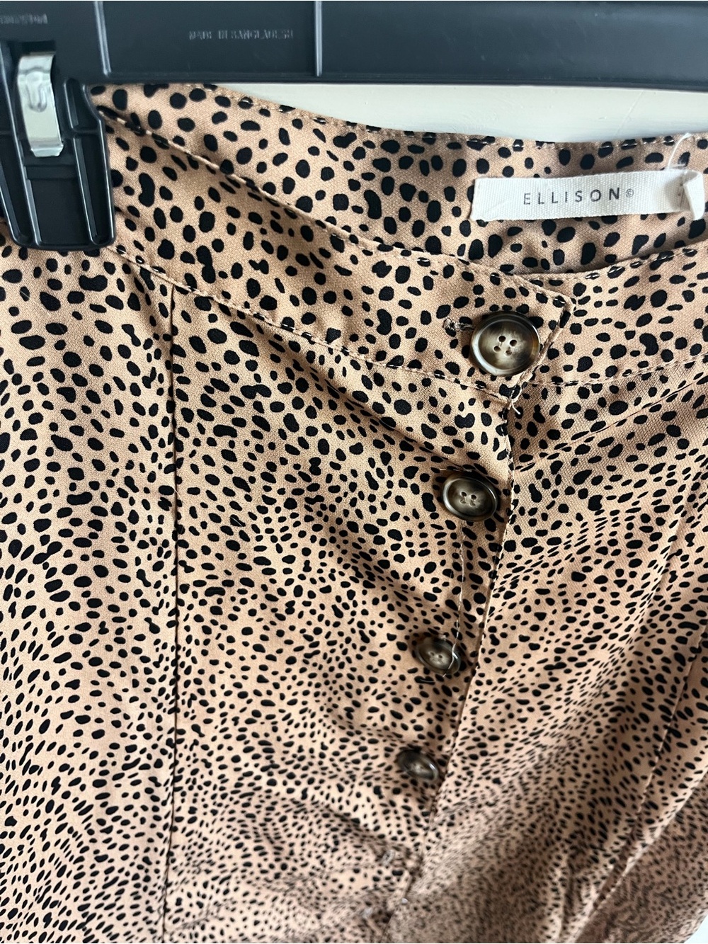 Button-Front Tan Leopard Print Midi Skirt - Picture 2 of 3